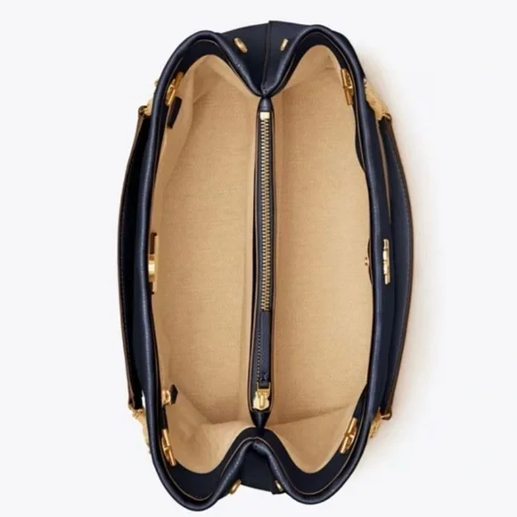 Tory Burch Dark Blue Shoulder Bag with Gold Chains - Picture 3 of 10